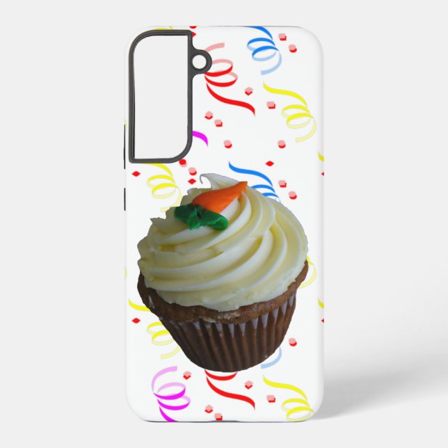 Carrot Cake Cupcake & Confetti Samsung Galaxy S22+ Case (Back)