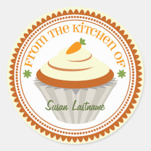 Carrot Cake Cupcake Personalised Kitchen Label