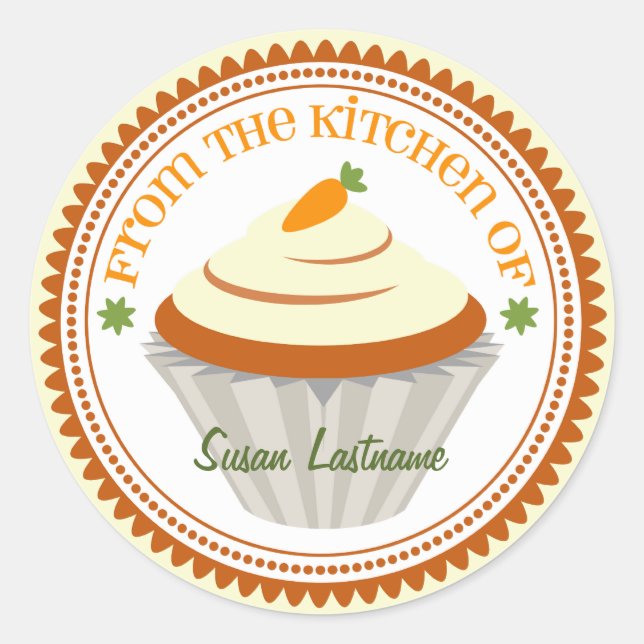 Carrot Cake Cupcake Personalised Kitchen Label (Front)