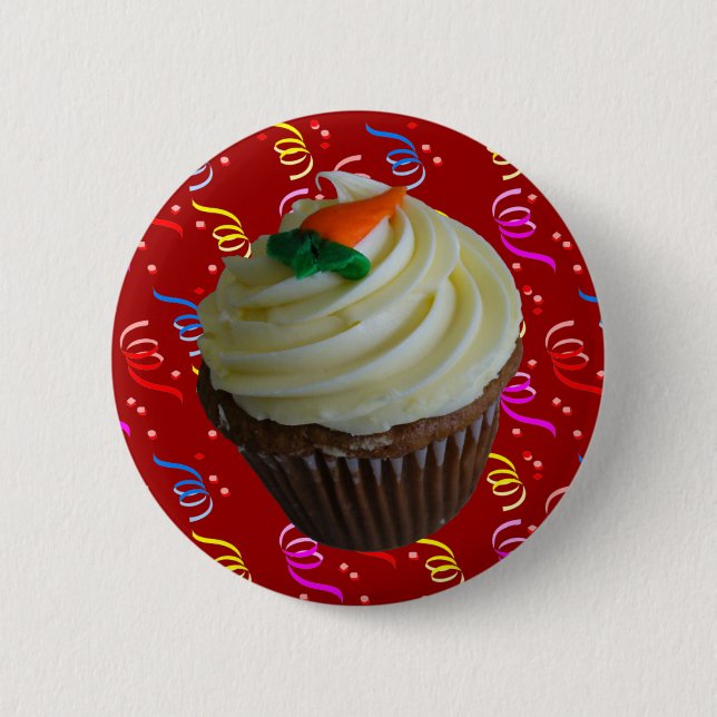 Carrot Cake Cupcake with Confetti 6 Cm Round Badge (Front)