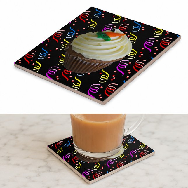 Carrot Cake Cupcake with Confetti Ceramic Tile (Carrot Cake Cupcake with Confetti Ceramic Tile)
