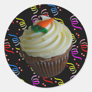Carrot Cake Cupcake with Confetti Classic Round Sticker
