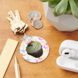Carrot Cake Cupcake with Confetti Key Ring