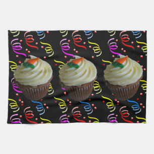 Carrot Cake Cupcake with Confetti Tea Towel