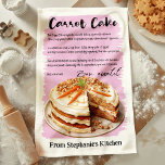 Carrot Cake Recipe Personalised Tea Towel<br><div class="desc">Celebrate the sweetness of baking with this personalised Carrot Cake Recipe kitchen towel. Featuring a delicious carrot cake recipe and an inviting design, this towel makes a charming addition to any kitchen. Customise with your name or a special message, making it a perfect gift for baking enthusiasts and carrot cake...</div>