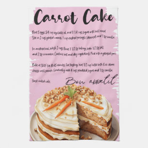 Carrot Cake Recipe Tea Towel