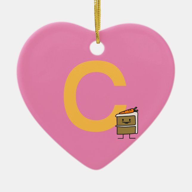 Carrot Cake Slice bunny teeth icing dessert Ceramic Ornament (Front)