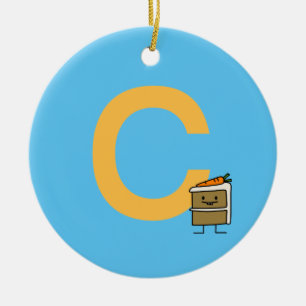 Carrot Cake Slice bunny teeth icing dessert Ceramic Ornament