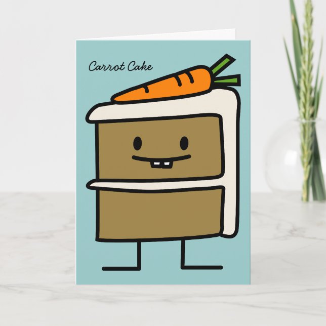 Carrot Cake slice bunny teeth icing dessert Thank You Card (Front)