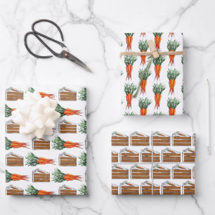 Carrot Cake Slice Fresh Orange Carrots Bunch Food Wrapping Paper Sheet