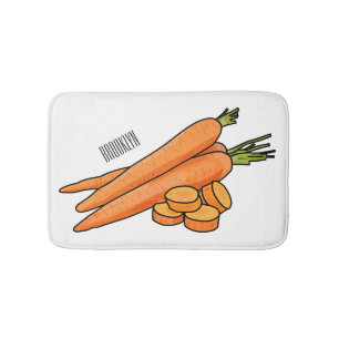 Carrot cartoon illustration bath mat