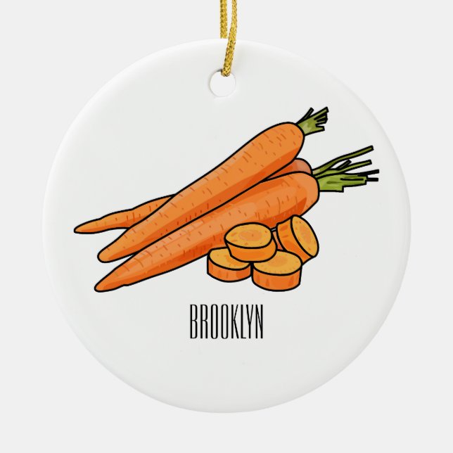 Carrot cartoon illustration ceramic ornament (Front)