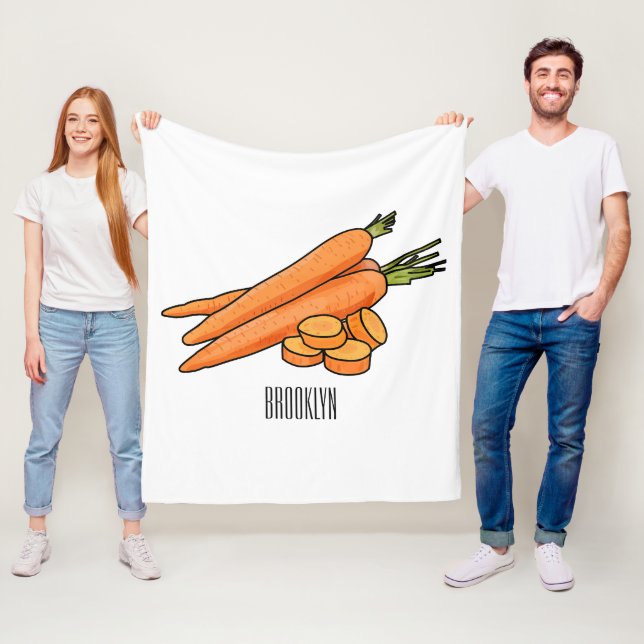 Carrot cartoon illustration fleece blanket (In Situ)