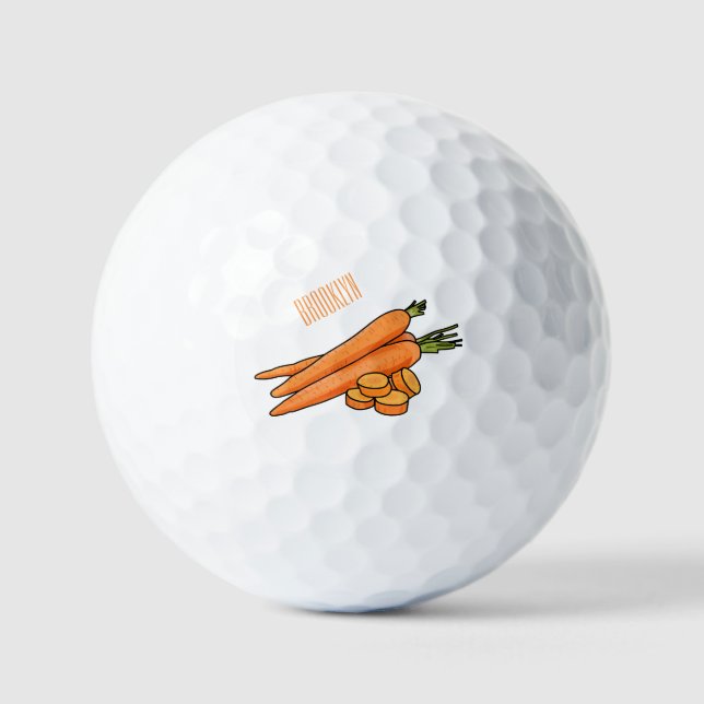 Carrot cartoon illustration golf balls (Front)