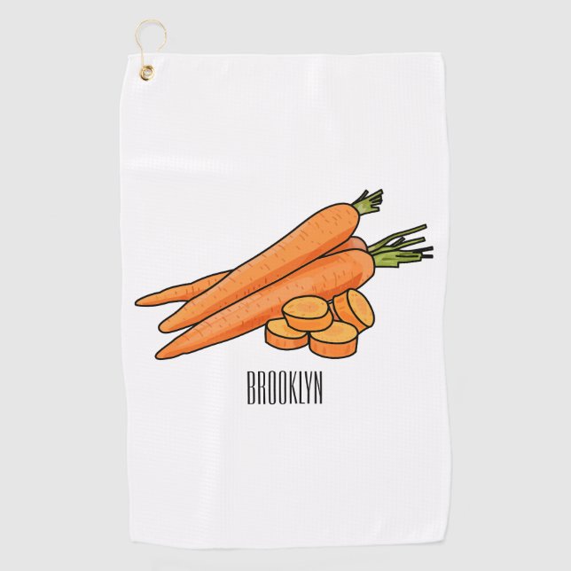Carrot cartoon illustration golf towel (Front)