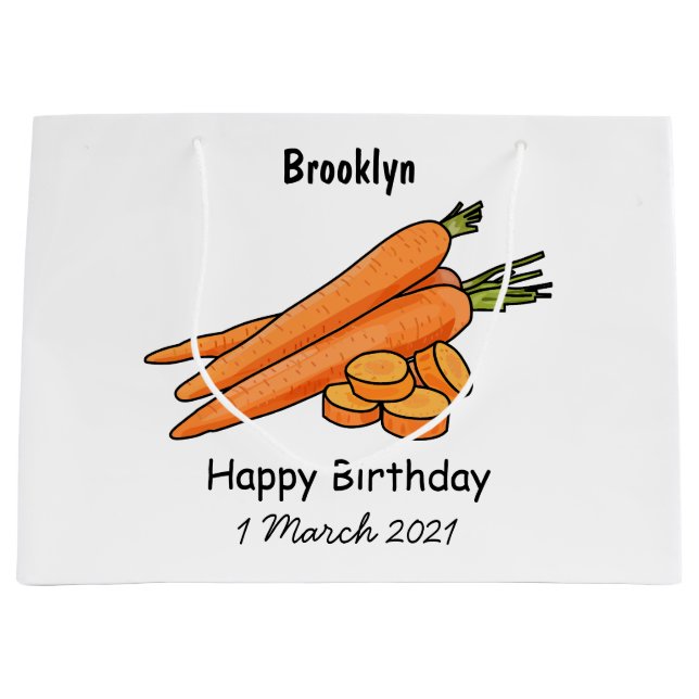 Carrot cartoon illustration large gift bag (Front)