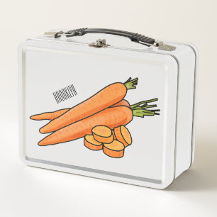 Carrot cartoon illustration metal lunch box