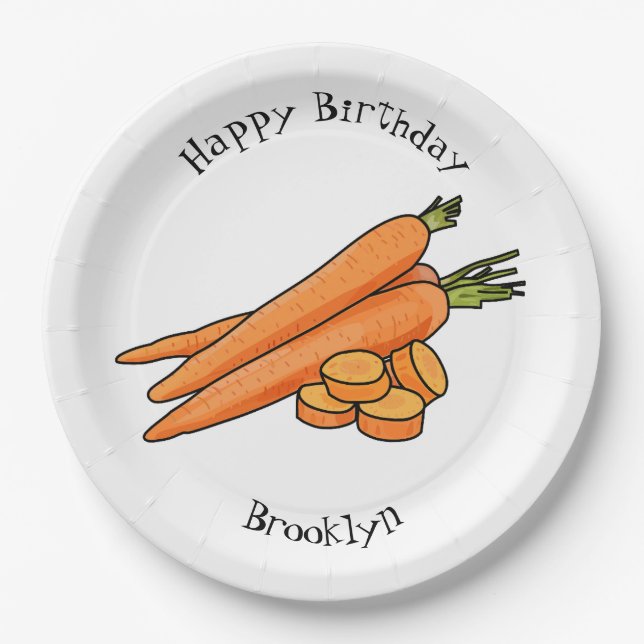 Carrot cartoon illustration paper plate (Front)