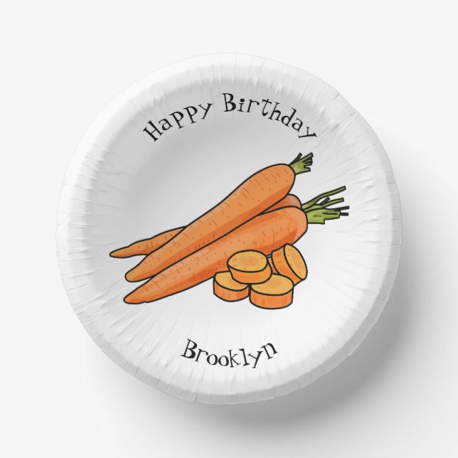 Carrot cartoon illustration paper plate (Front)