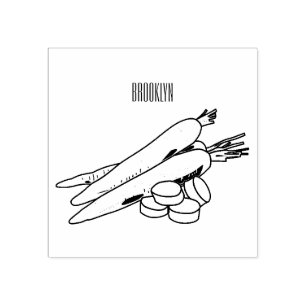 Carrot cartoon illustration rubber stamp