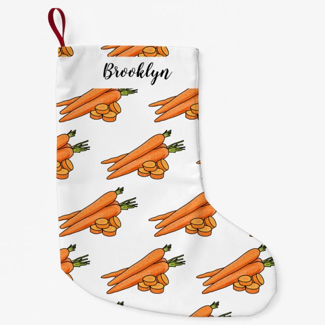Carrot cartoon illustration small christmas stocking (Front)