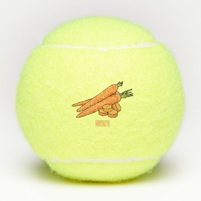 Carrot cartoon illustration tennis balls (Front)