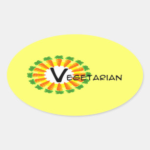Carrot Circle Sun Vegetarian Oval Sticker