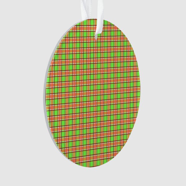 Carrot Colours Plaid Pattern Ornament (Front)