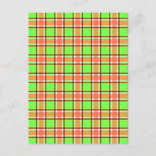 Carrot Colours Plaid Pattern Postcard