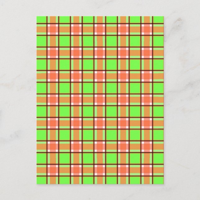 Carrot Colours Plaid Pattern Postcard (Front)