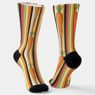 Carrot Craze - Vibrant Vegan Striped Pattern Socks