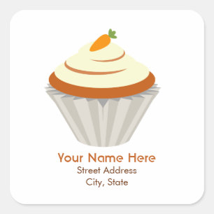 Carrot Cupcake Address Sticker