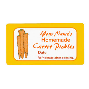 Carrot Custom Pickle Jar Labels Personalised