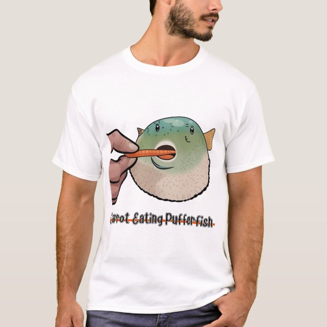 Carrot Eating Pufferfish Meme T-Shirt (Front)