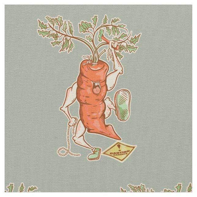 Carrot fighting Funny vegetable Fabric (Close Up)