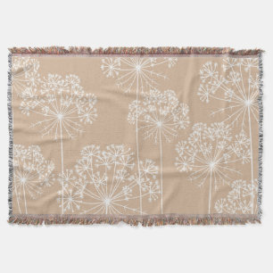 Carrot Flower Silhouette Soft Beige  Throw Blanket