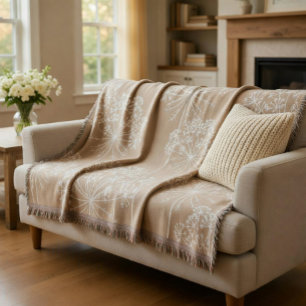 Carrot Flower Silhouette Soft Beige  Throw Blanket