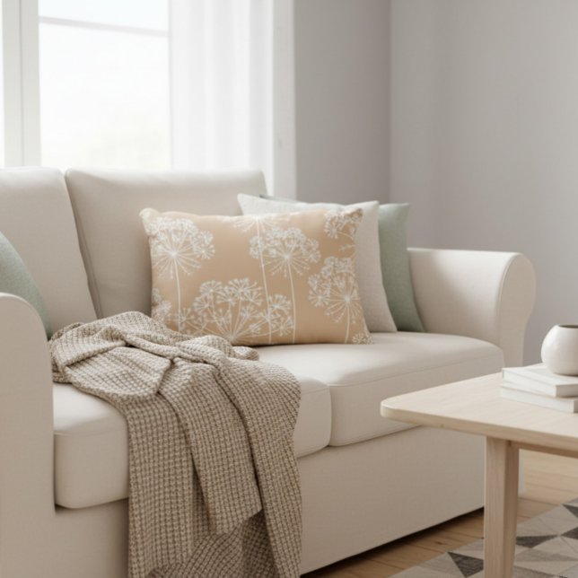 Carrot Flower Silhouette Soft Beige Throw Pillow (Creator Uploaded)