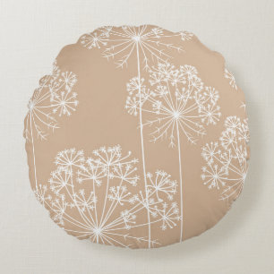 Carrot Flower Silhouette Soft Beige Throw Pillow