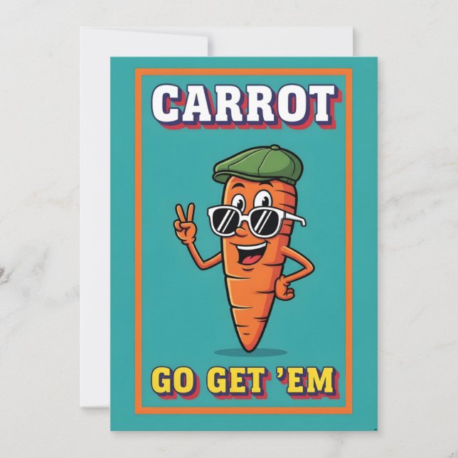 Carrot Go Get ’Em funny carrot pun motivational Thank You Card (Front)