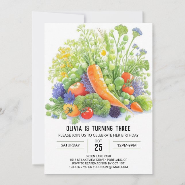 Carrot Harvest Kids' Birthday Invitation (Front)