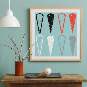 Carrot Icons Orange Black White Poster