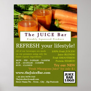 Carrot Juice, Juice Bar Advertising Poster