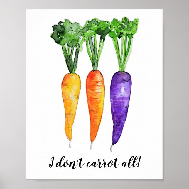 Carrot Kitchen Watercolour Art Print Pun (Front)