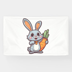 Carrot-Loving Easter Bunny Cute 2D Design Banner