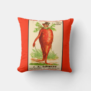 carrot man Victorian trade card Cushion