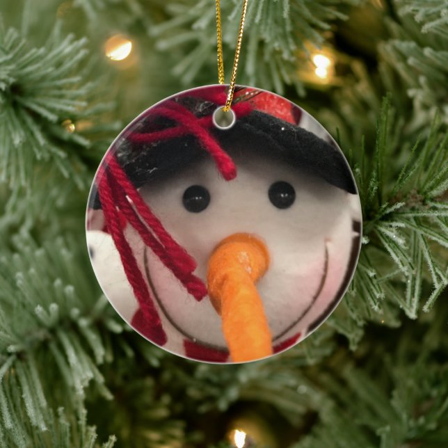 "CARROT NOSED SNOWMAN ORNAMENT** AND GIFT CERAMIC ORNAMENT (Tree)