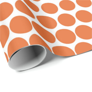 Carrot Orange Polka Dot Modern White Wrapping Paper
