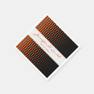 Carrot Orange Polka Dots Modern Black Napkin