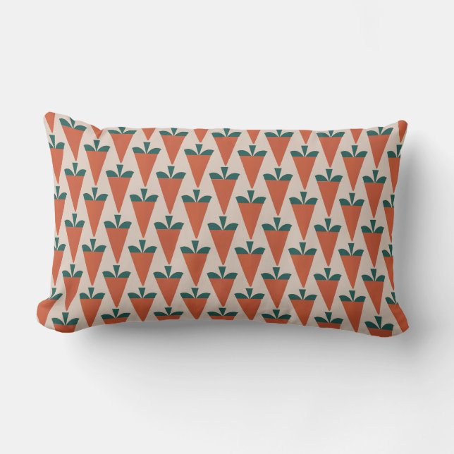 Carrot Remix – Retro Geometric Carrots Lumbar Cushion (Front)